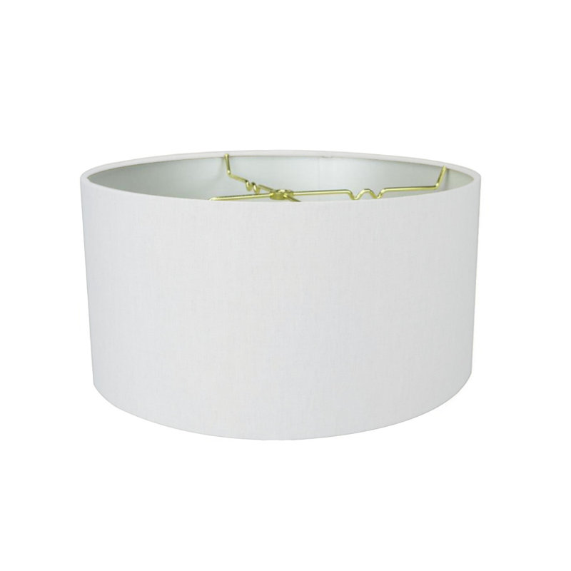 Abat-jour tambour en soie H 10 po x l 18 po blanc