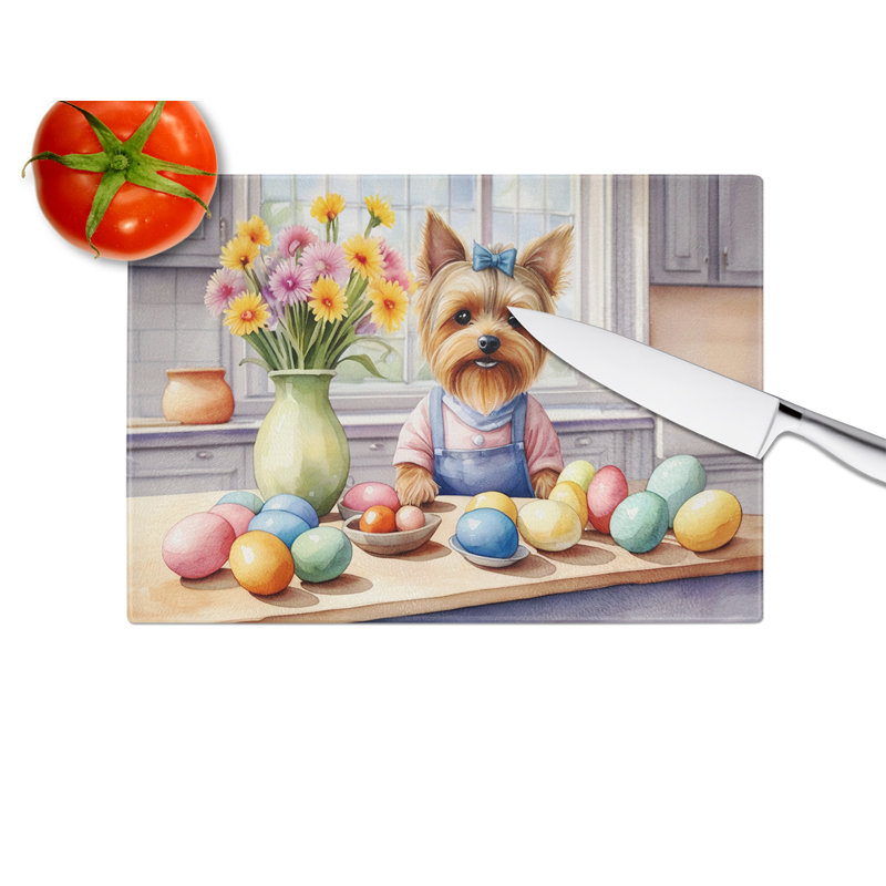 Décorer une planche à découper en verre de Yorkshire Terrier de Pâques