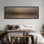 «Minimal Neutral Horizon Foggy Sunset Abstract Landscape», reproduction d'art encadrée