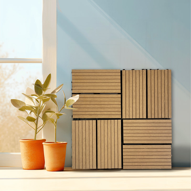 Ensemble de tuiles de terrasse en bois et en plastique composite de 20 pièces, Bois