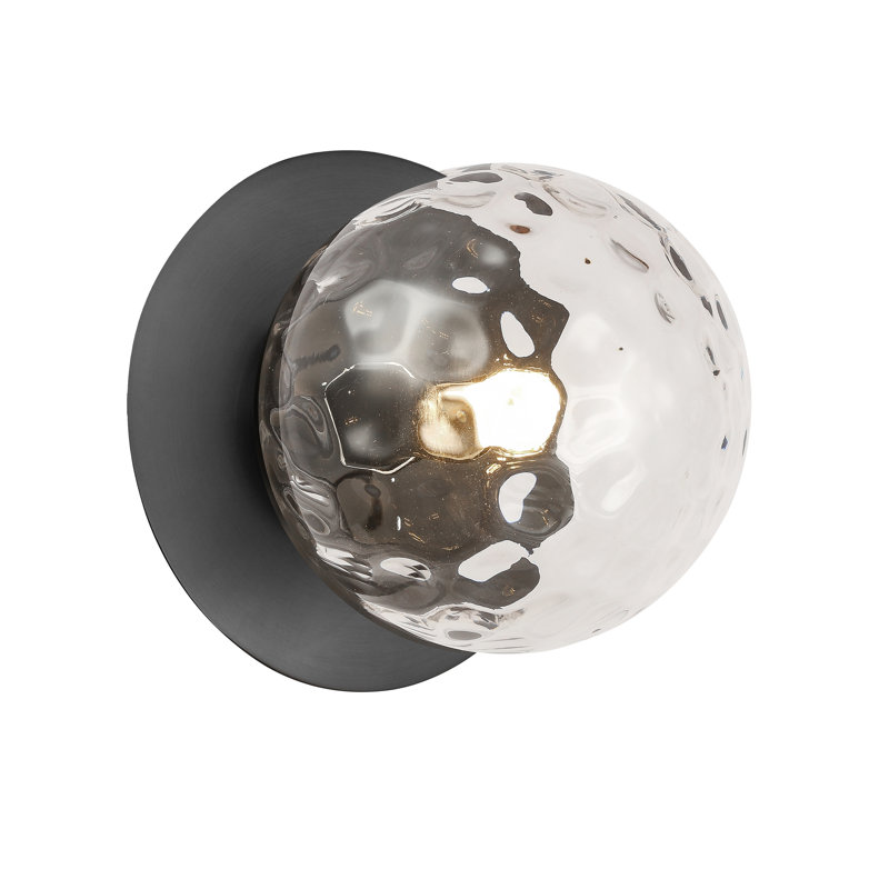 Bronwood Steel Flush Mounted Sconce, Matte Black, Clear