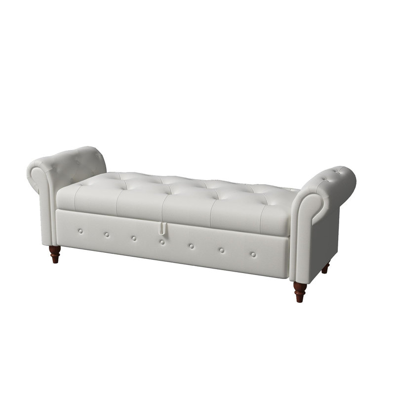 63" Bed Bench Beige Fabric, Beige