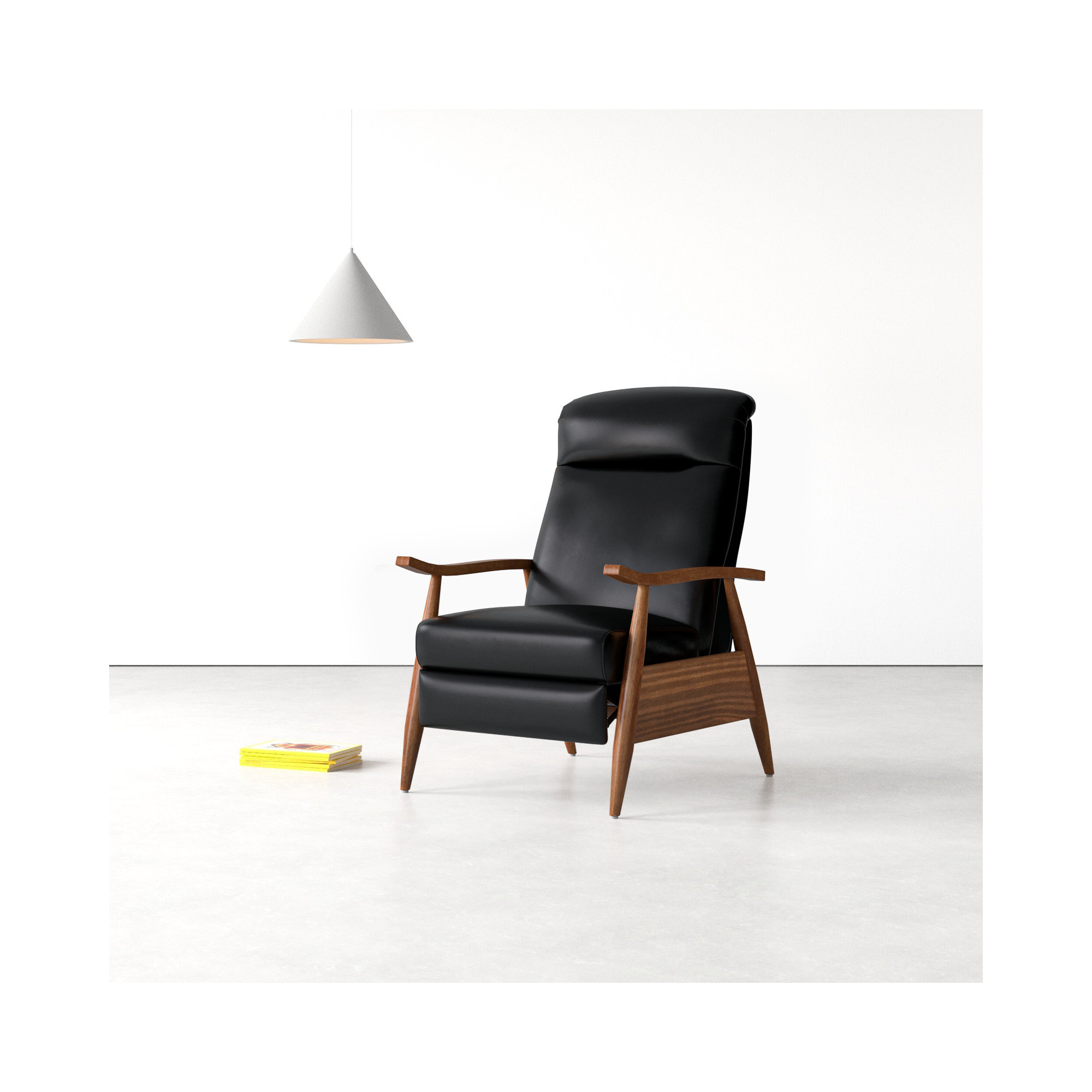 Imona 30" Wide Leather Recliner, Black Genuine Leather