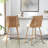 Rattan Counter Height Bar Stools Set Of 2, 26" Boucle Fabric Upholstered Barstools With Pe Rattan Cane Back, Bar Chairs Counter Stools For Kitchen Island,beige White