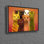 Art mural vibrant en toile de coton orange abstraite, parfait pour les amoureux des animaux à la recherche d'un décor unique