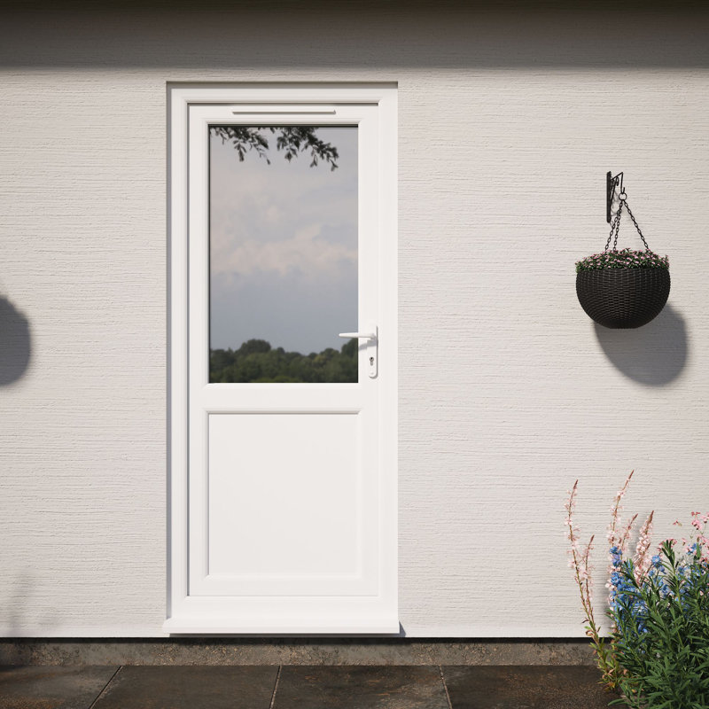 Crystal Triple Glazed Single Door Half panel Grey/White RH 920 x 2090mm Obscure, 840mm x 2090mm, White, Left