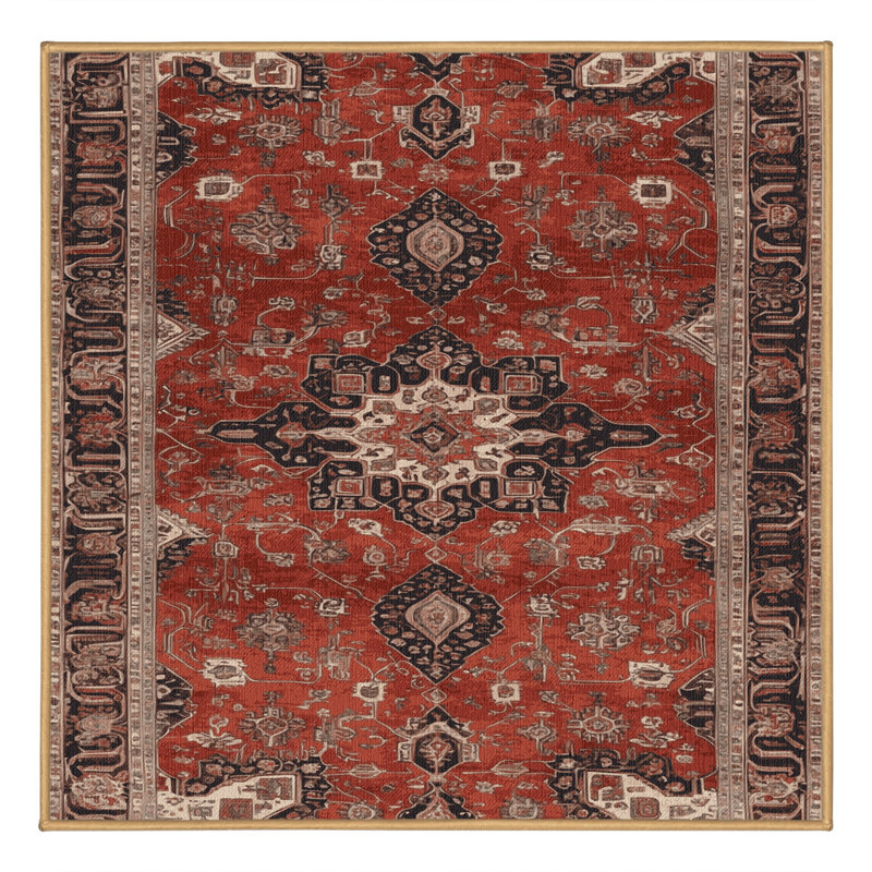 Tapis brun lavable à la machine, Carré 6 pi
