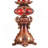 16" Tall Polyresin Candleholder With Red And Brown Finish