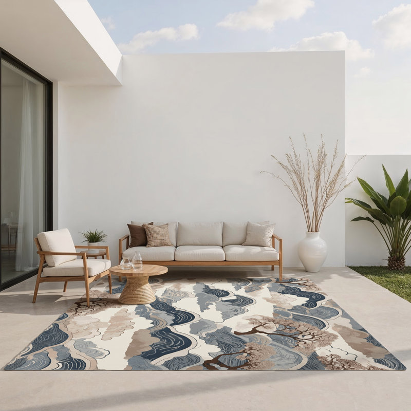 Tapis intérieur et extérieur Tranquil Bloom, Rectangle 1 pi 6 po x 2 pi 6 po
