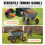 Chariot à benne en poly durable, capacité de 1 500 lb, cadre en acier avec plateau en poly, chariot utilitaire 1 pièce, noir, roues en caoutchouc de 13 po et poignée 2 en 1-133259892