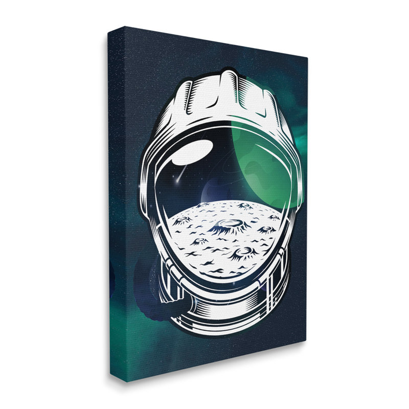 Casque astronaute Outer Space, lune et planète, par Lil 'Rue - impression, Toile tendue, H 48 po x l 36 po