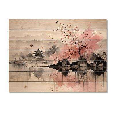 Art asiatique, lac Sumi III sur bois