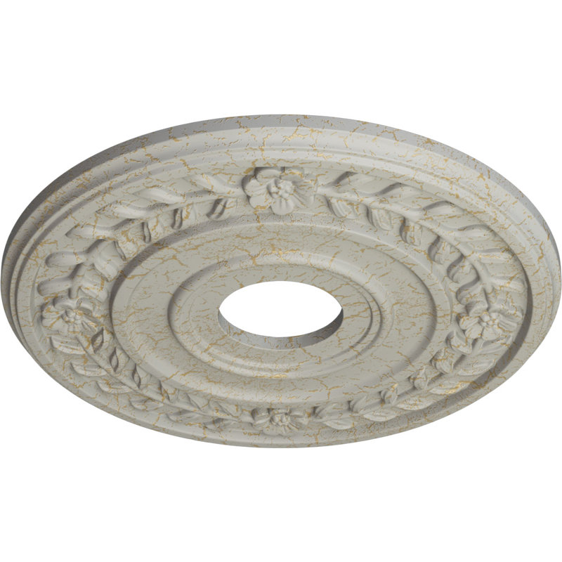 Médaillon de plafond Endurathane Southampton, DO 16 1/2 po x P 2 3/8 po, finition craquelée pierre de château peinte à la main