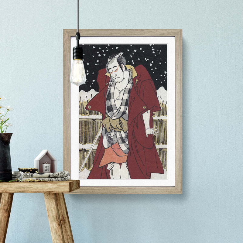 Man with a Sword by Katsukawa Shunko - Picture Frame Painting Print, 36cm H x 27cm W x 2cm D, Oak Framed