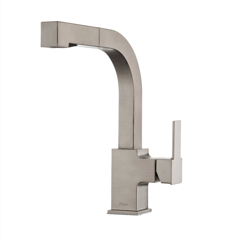 Arkitek Pull Out Single Handle Kitchen Faucet, Stainless Steel