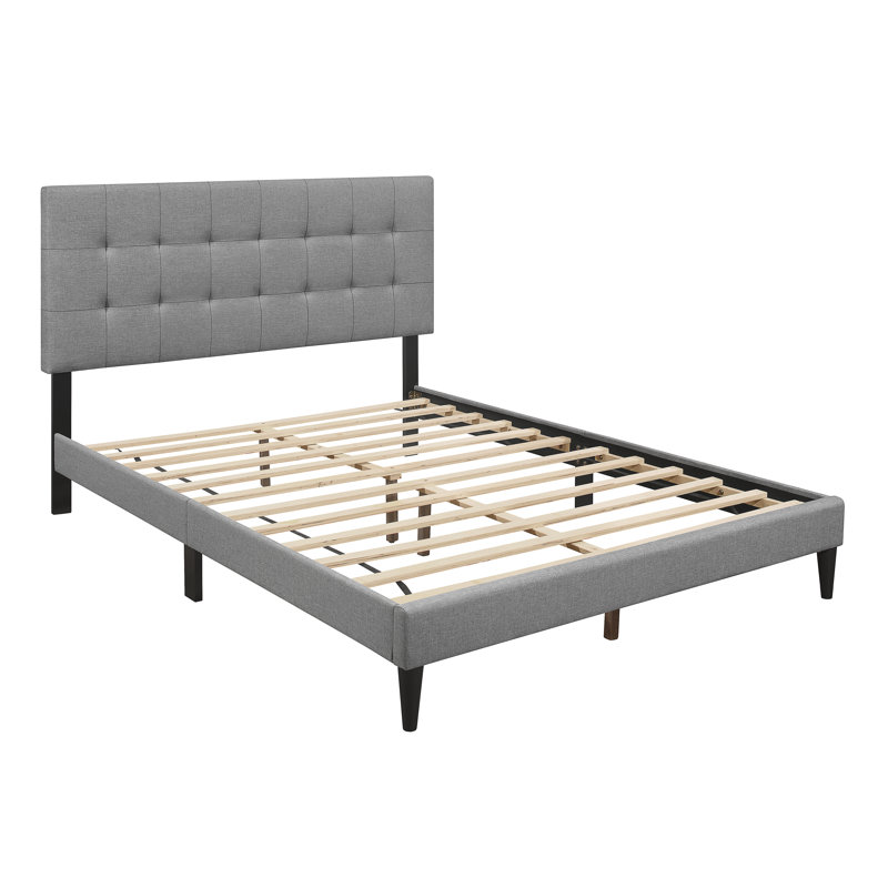 Artemiza Upholstered Platform Bed, Gray, Queen