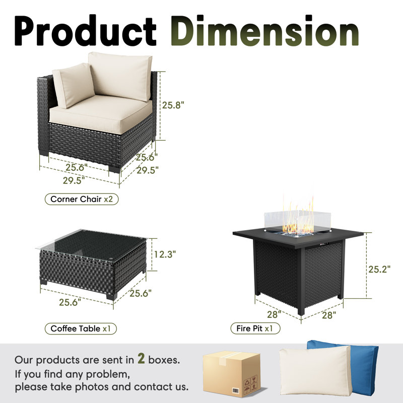 Ensemble de conversation modulaire d'extérieur en rotin avec ensemble de conversation pour 2 personnes, Beige