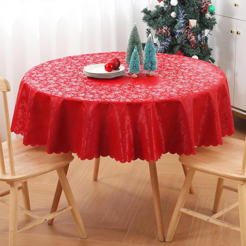 Round Table Cloth, Waterproof Heavy Duty Vinyl Tablecloths, Wipeable Washable Table Cover For Kitchen And Dining Room ,70" X 70"