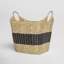 Seagrass Handmade Two Toned Decorative and Functional Storage Basket with Metal Handles