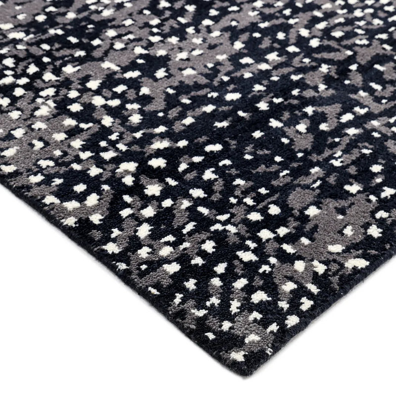 Viviana Abstract Area Rug in Black/Gray/White, Rectangle 8' x 10'