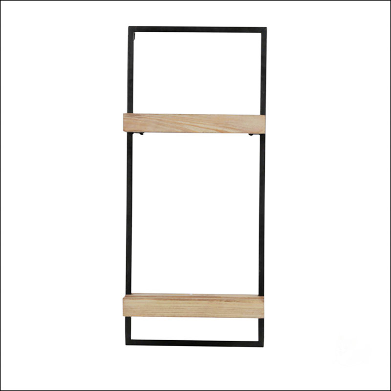 Iron And Wood Wall Shelf With Two Shelves