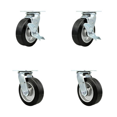 4 Piece Rubber on Aluminum Caster Set