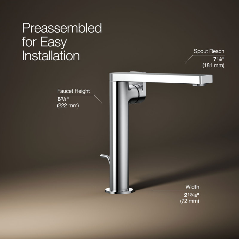Composed Single Hole Bathroom Faucet with Drain Assembly, Polished Chrome