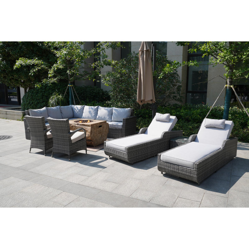 10 - Person Patio Conversation Set with Cushions, Gray