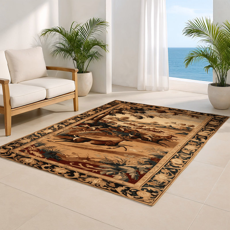 Tapis d'intérieur et d'extérieur brun français, Rectangulaire 2 pi x 3 pi