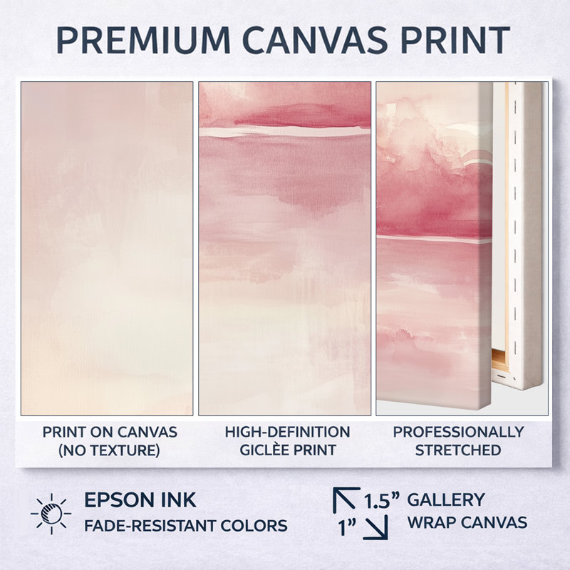 «Blush Cloud Horizon I», art mural paysage marin rose, H 30 po x l 40 po, White Picture Framed