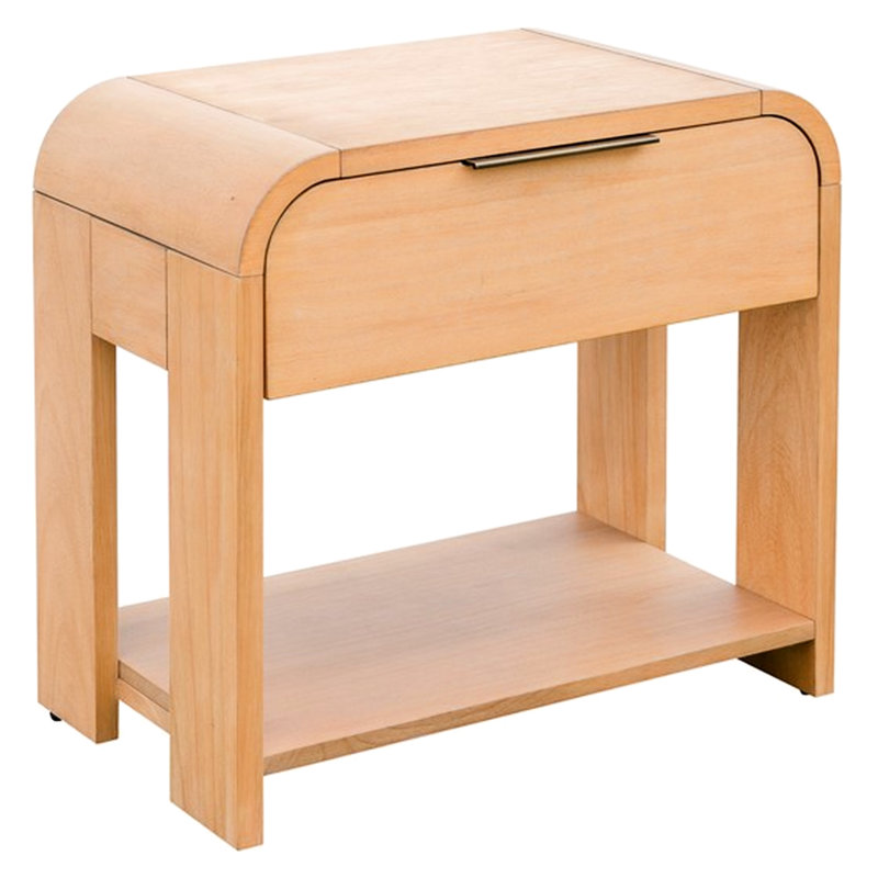Table de chevet contemporaine avec coins arrondis et plateau en bois massif
