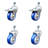 4 Inch SS Blue Polyurethane ½ Inch Threaded Stem Caster Set 2 Total Lock Brake