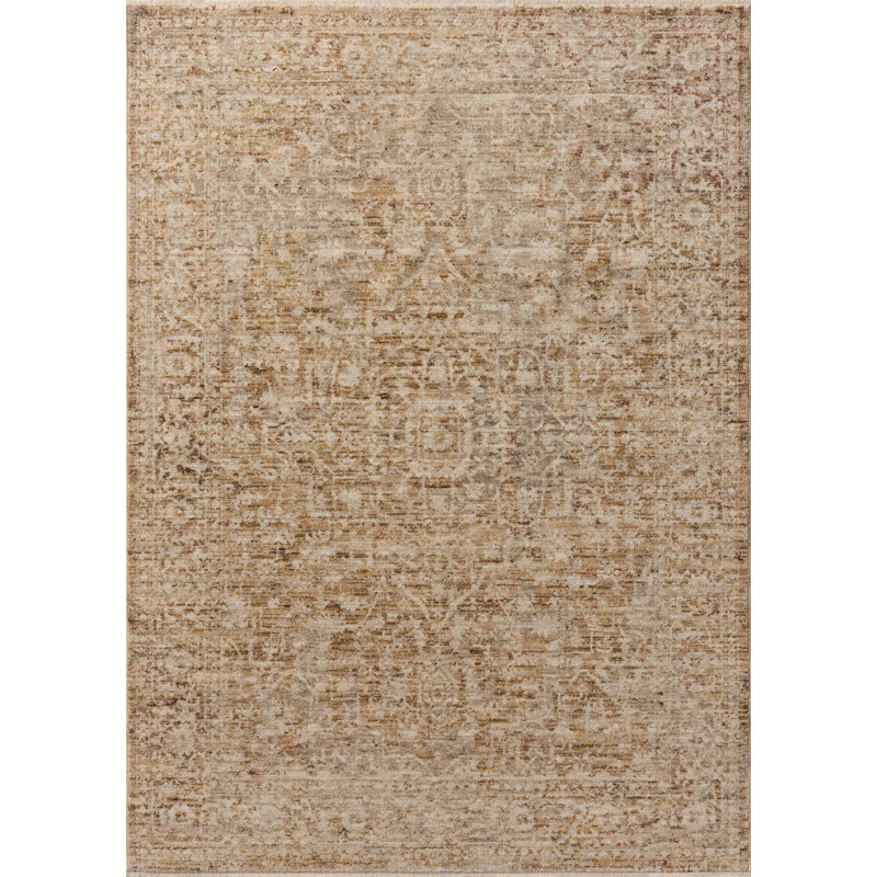 Tapis blé / naturel Bungalow Rose Allysan, Carré 1 pi 6 po