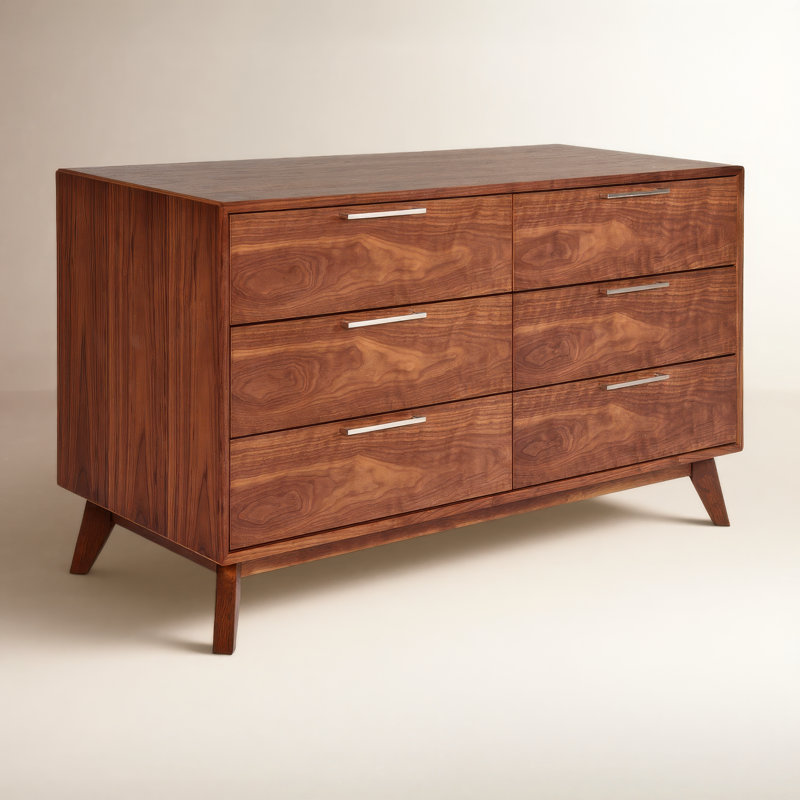 Commode 6 tiroirs Glow, Noyer