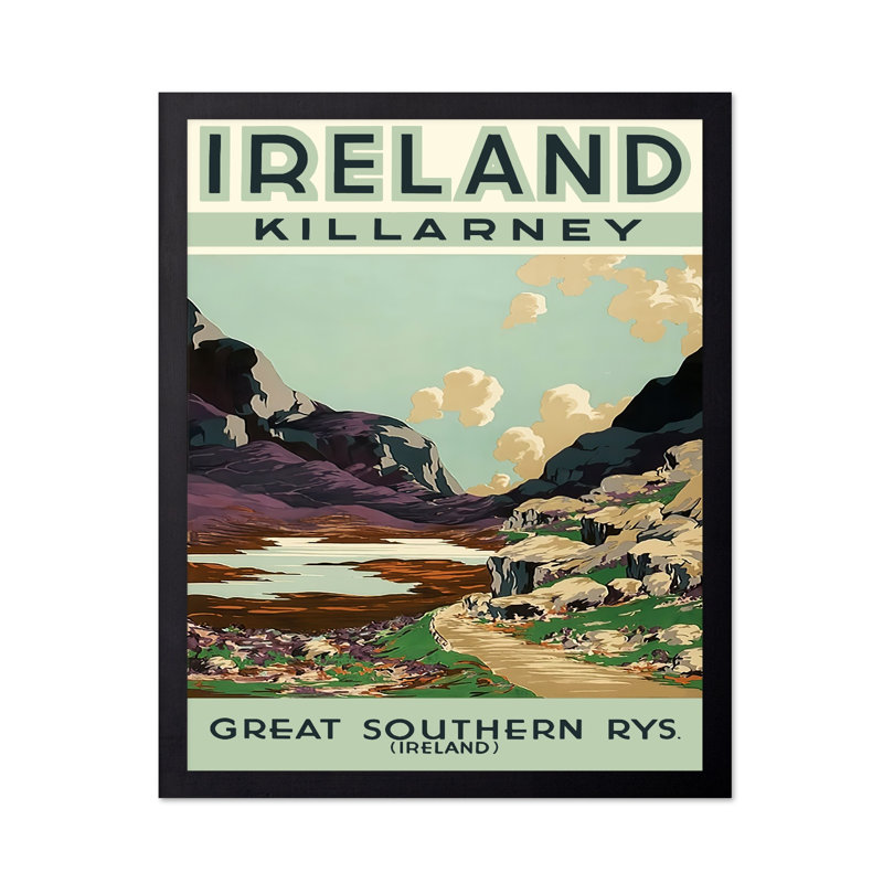 Paysage d'Irlande, Cadre noir, Affiche, H 08 po x l 10 po