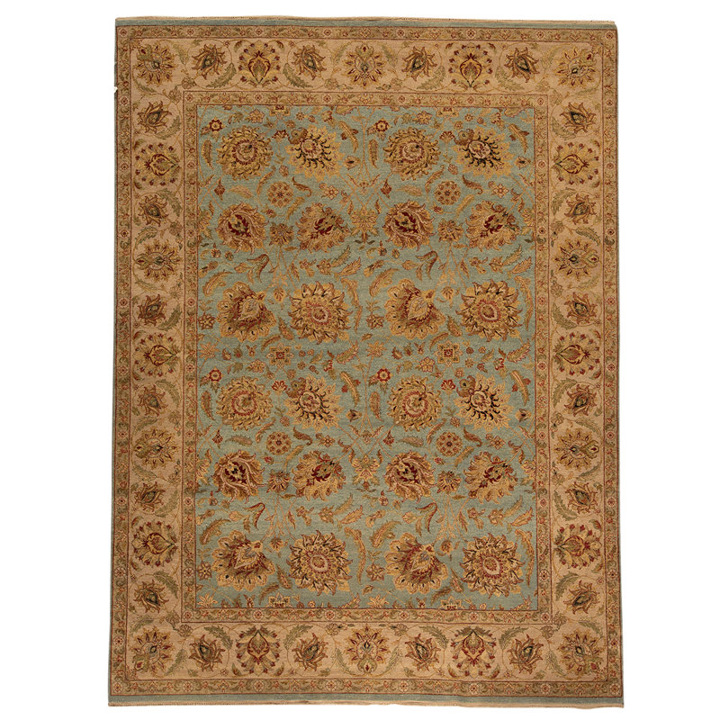Tapis beige / brun / vert noué à la main de haute qualité