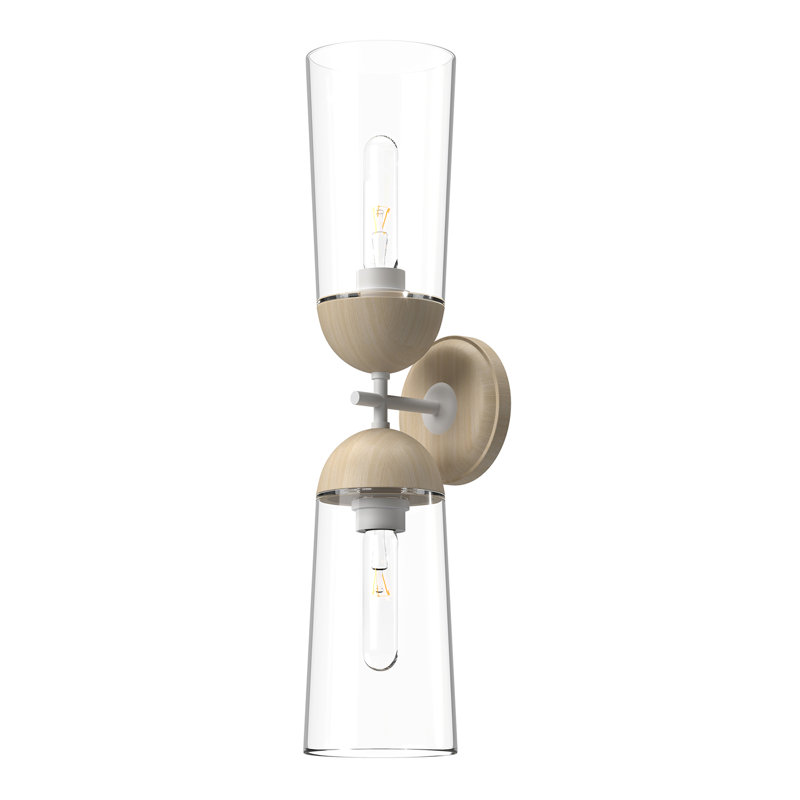 Shiloh Vanity Light, White/White Oak, 2