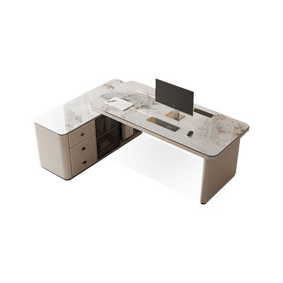 Bureau et bibliothèque intégrés modernes et simples