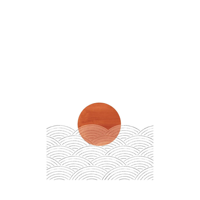 Abstract Terracotta Sunset And Waves by Whales Way - Painting on Canvas, Wrapped Canvas, 152.4cm H x 101.6cm W x 3.81cm D