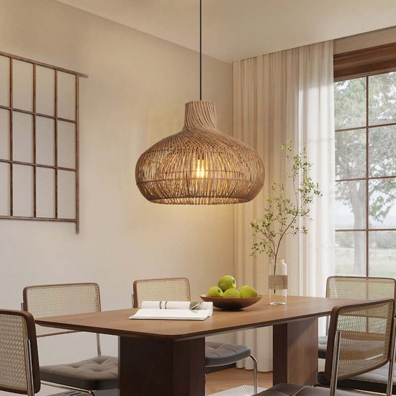 Luminaire suspendu en rotin pour salle à manger Boho