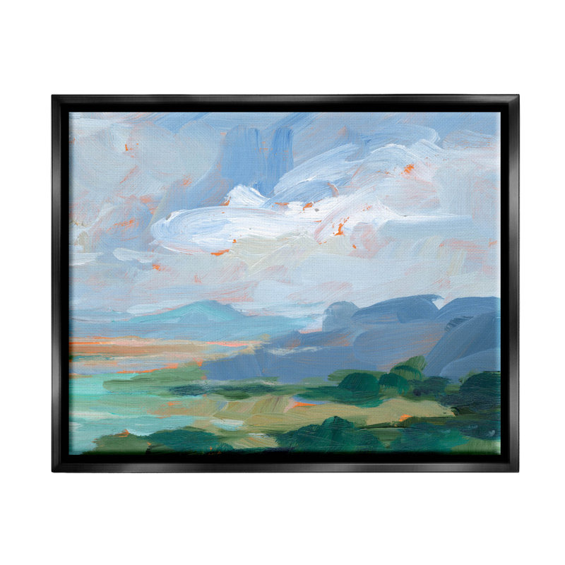 "Ocean Cliff", paysage abstrait encadré, art mural par Ethan Harper, H 17 po x l 21 po x P 1,7 po