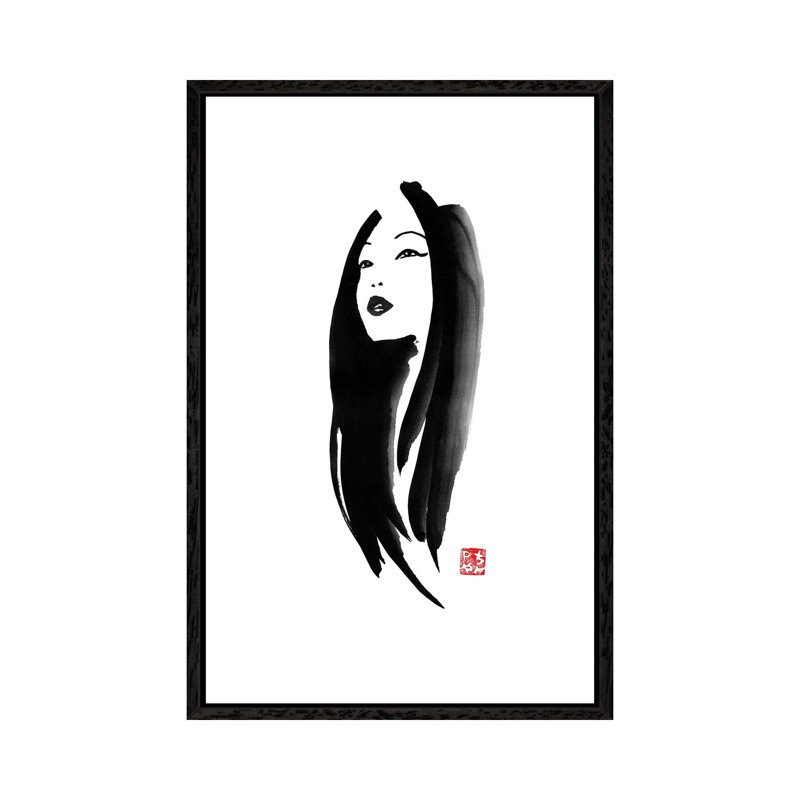 Geisha I by Péchane - Print on Canvas, 101.6 cm H x 66.04 cm W, Black Framed
