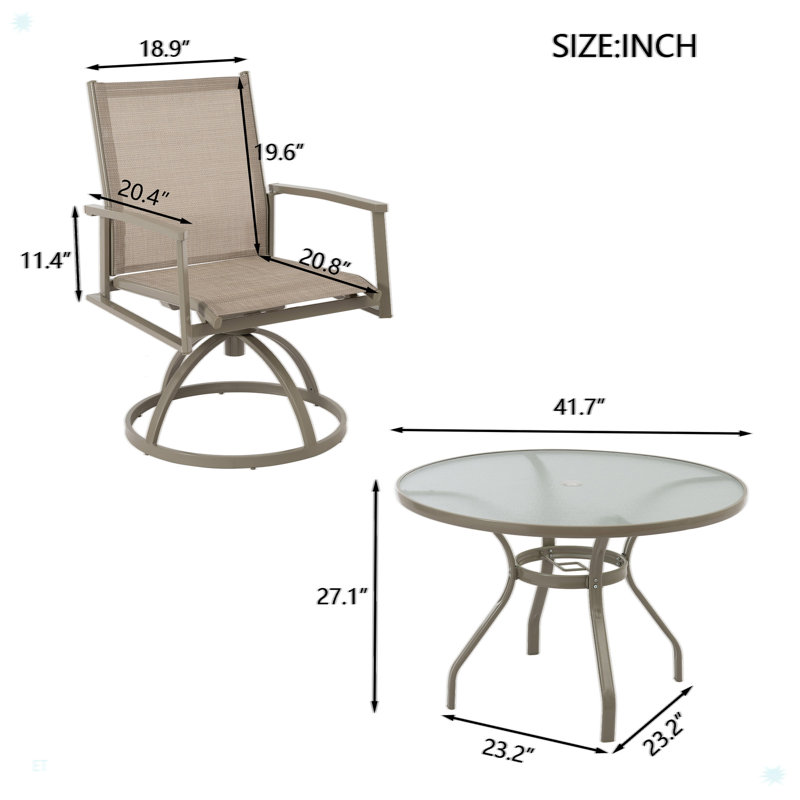 Ensemble 3 pièces de table et chaises de patio bistro