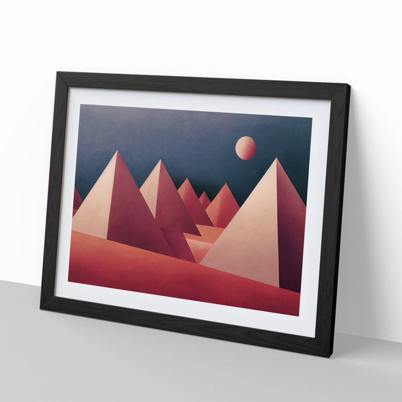 Lively Pyramids - Single Picture Frame Print, Black, 46cm H x 64cm W x 2cm D