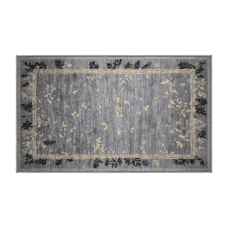 Machine Washable Gray Area Rug, Runner 2' x 4'