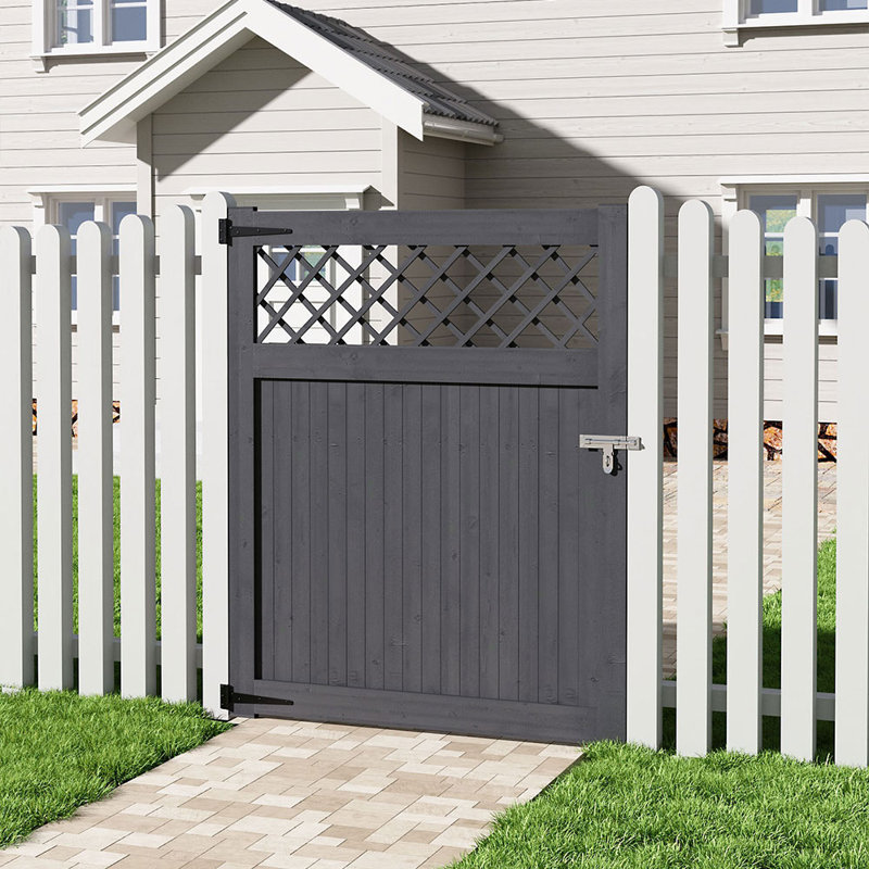 Solid Wood Gate, 150cmH x 120cmW x 3cmD, Grey