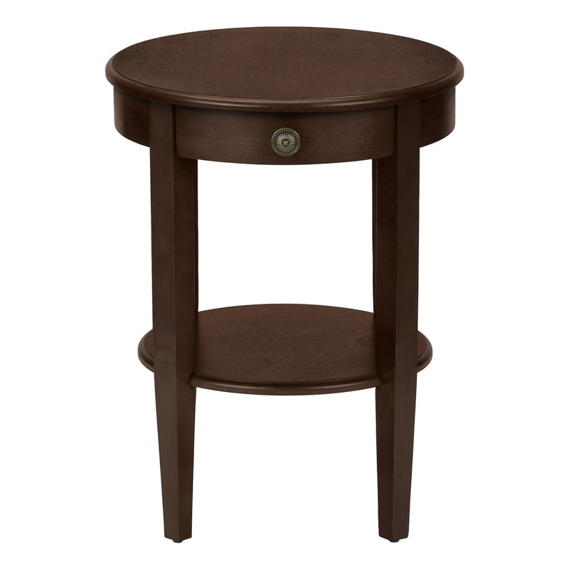 Table d'appoint, table de bout, table de bout à 2 niveaux, ronde, table de chevet, chambre à coucher, lampe, placage brun