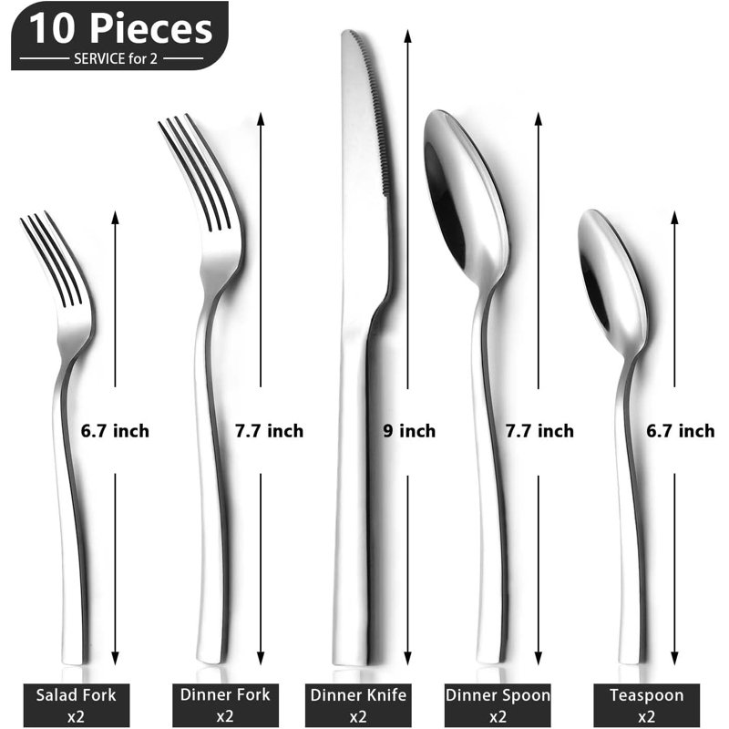 Ebern Designs Bronia Stainless Steel Flatware Set - Service for 2