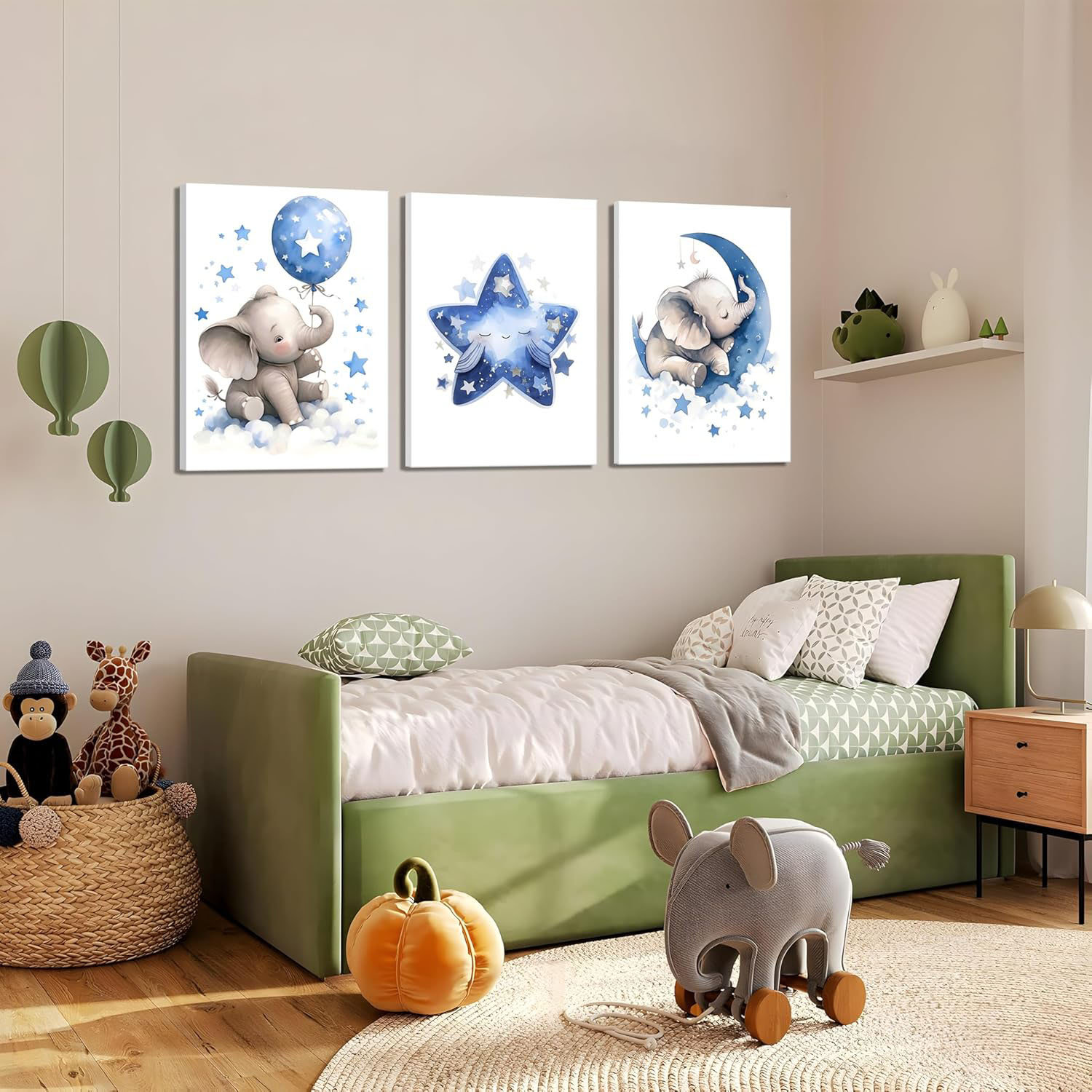 Red Barrel Studio® Baby Boy Nursery Canvas Wall Art Set Of 3, Blue ...
