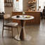 Table de bistro ronde de 79 cm (31 po) pour 2 à 4 personnes, avec piètement en métal texturé pierre frittée et bois, idéale pour un coin repas ou une cuisine.-596206649-602642230
